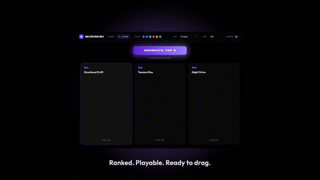 midimidi JUCE UI — chord progression generator